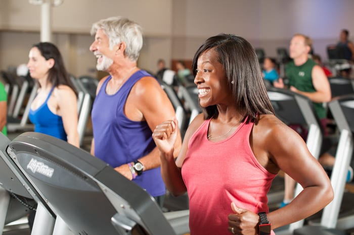 reisterstown gym members on cardio equipment exercising