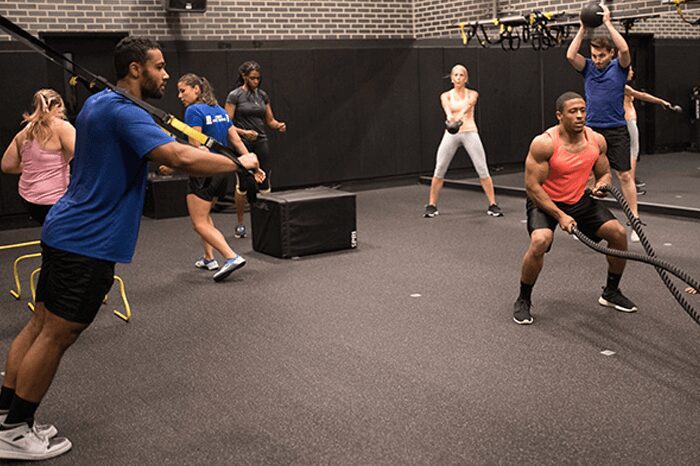 gym members in group training classes at reistertown gym