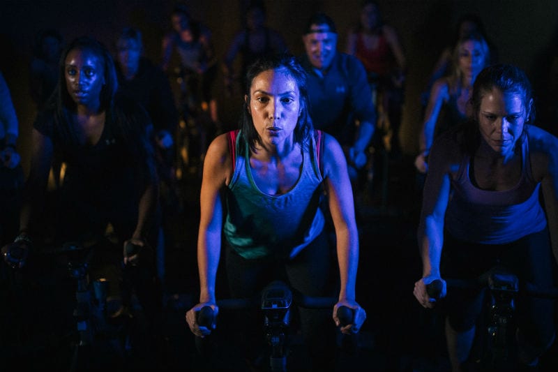 reisterstown gym members cycling in brick spin classes