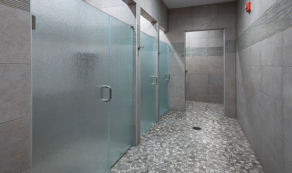 modern shower at gym in rotunda