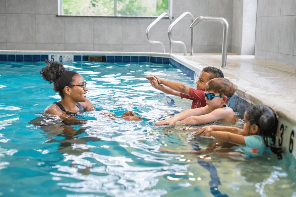 children attending swimming lessons at Brick Bodies gym